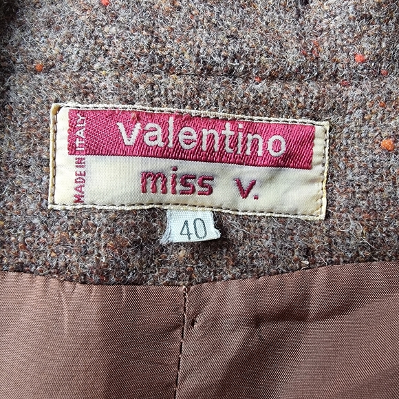 Valentino Miss V. Vintage Made In Italy 100% Wool Lined Tweed Blazer Jacket - Picture 5 of 10